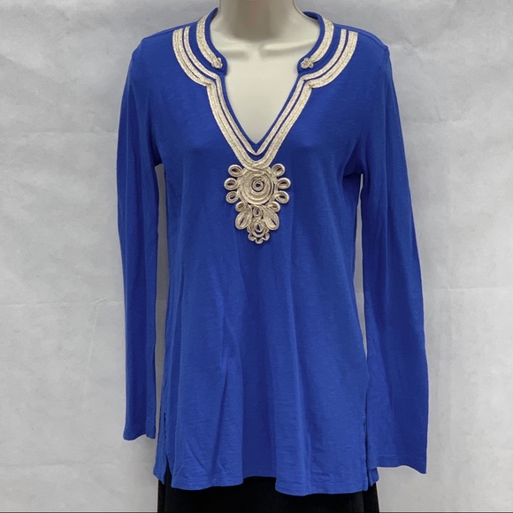 Lilly Pulitzer Tops - Lilly Pulitzer blue Emerson embellished tunic
